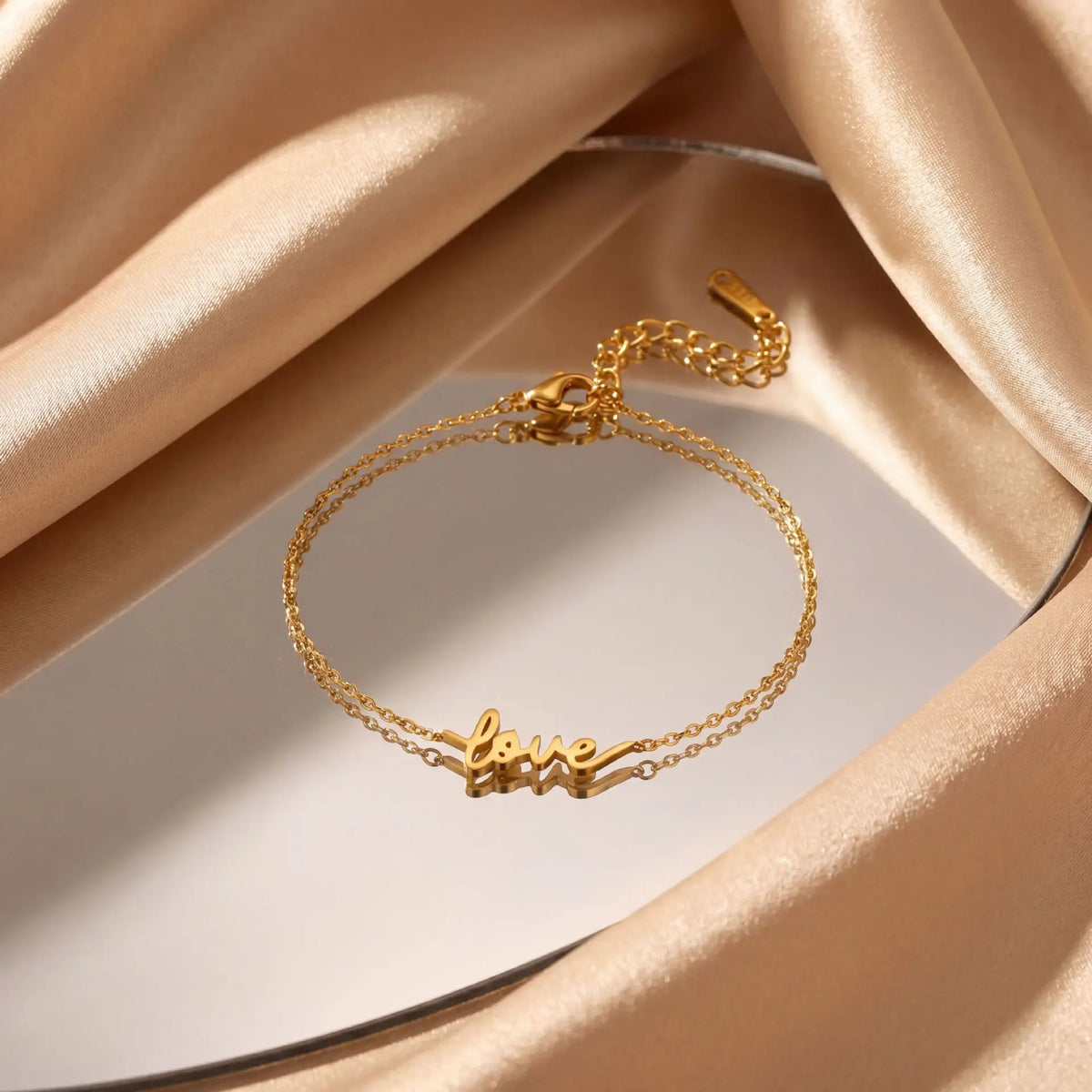 Romantic Love Letter Charm Bracelet for Women, 18K Gold-Plated Stainless Steel, Valentine’s Day Gift