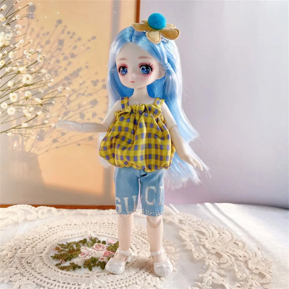 23cm BJD Doll with 3D Eyes and Movable Joints, DIY Dress-Up Doll with Clothes, Birthday Gift for Girls