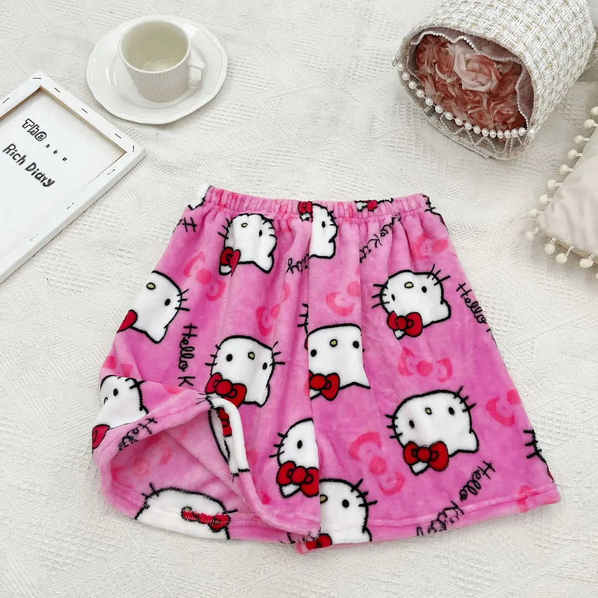 Sanrio Hello Kitty Y2K Kawaii Anime Flannel Pajamas – Women’s Warm Woolen Cartoon Casual Home Pants