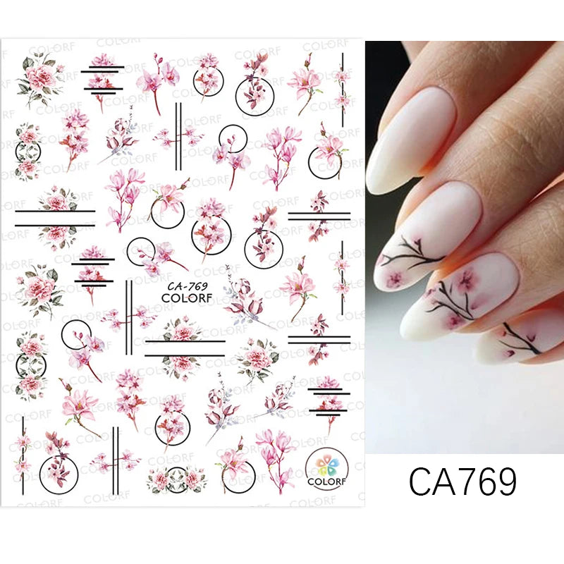 Succulent Plants 3D Nail Sticker - Spring Floral DIY Decoration