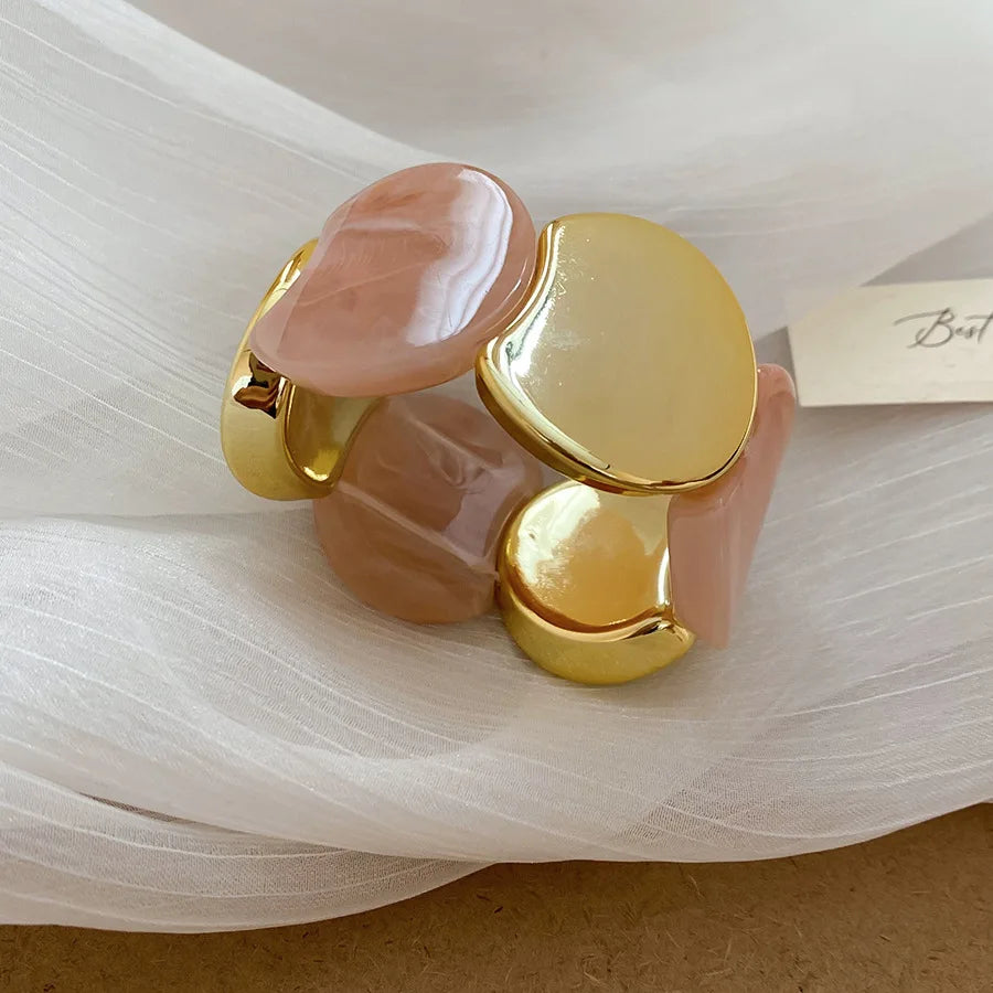 Round Spliced Elastic Rope Bracelet for Women, Simple Acrylic Personalized Fashion Hand Jewelry