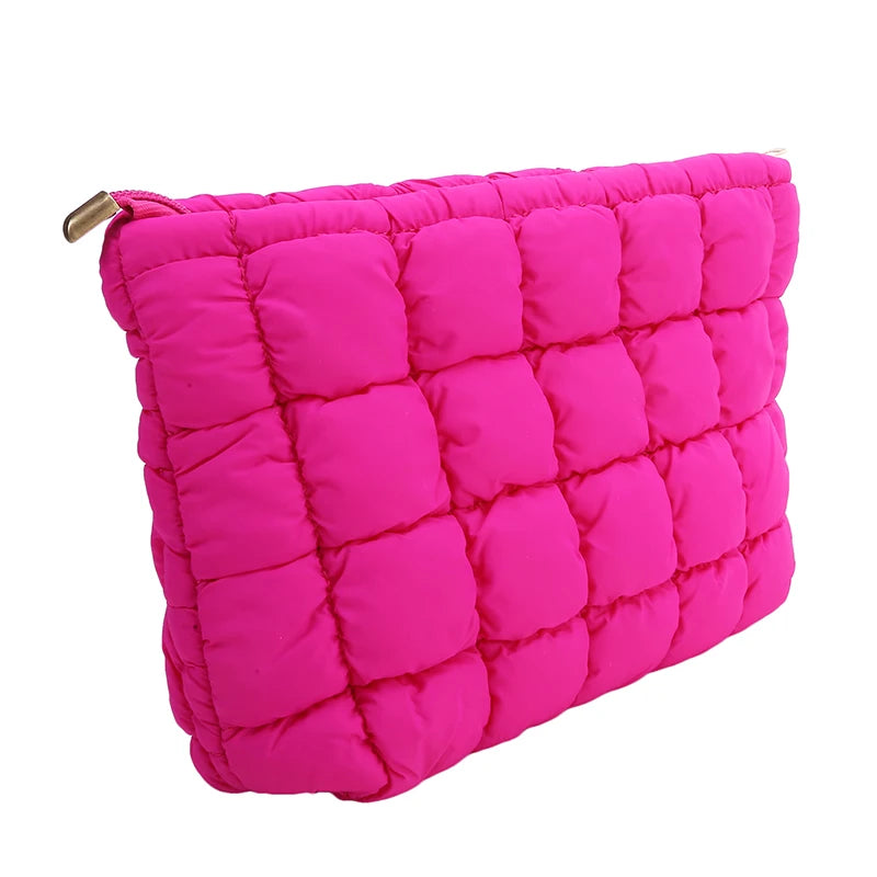 Quilted Puffer Makeup Bag - Large Cosmetic Organizer