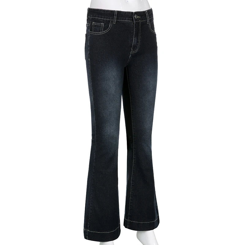 Flare Jeans: Casual Low Rise Vintage Distressed Cargo Pants for Women