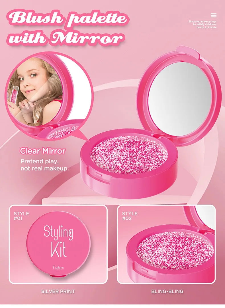 Princess Pretend Makeup Set for Girls, Toy Nail Polish, Lipstick and Eyeshadow, Fun Dress-Up Roleplay Gift