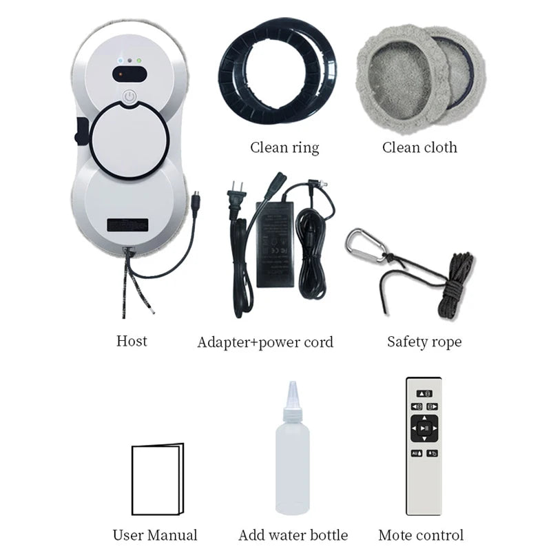 Intelligent Window Cleaning Robot - Water Spray Glass Cleaner with Double-Sided Brushless Motor for High-Rise