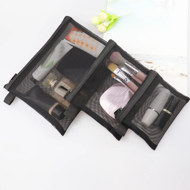 Mesh Cosmetic Travel Bag - Portable Makeup Organizer for Women