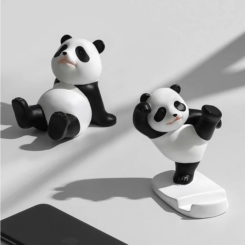 Panda Figurines: Universal Mobile Phone Stand Holder and Desk Decor