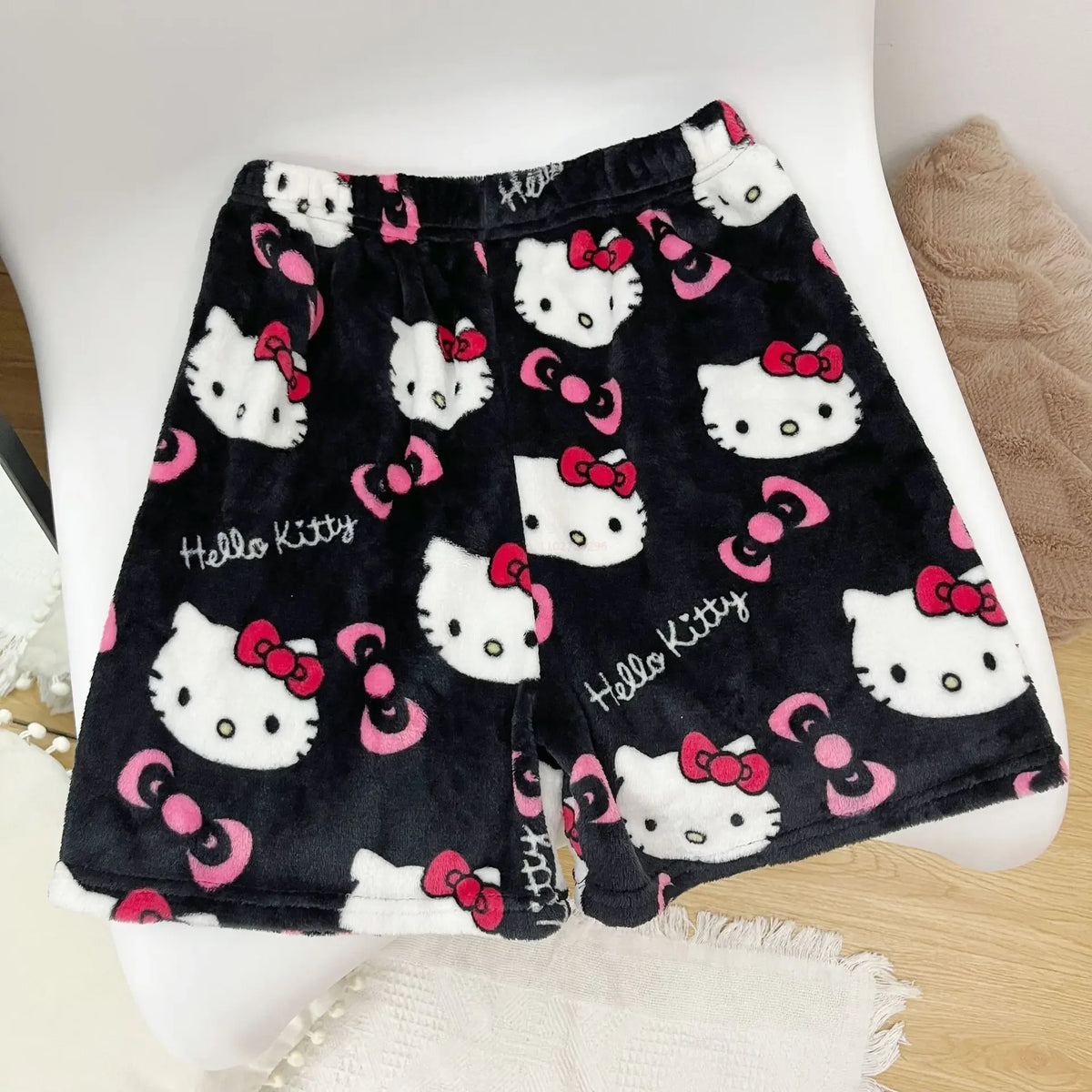 Sanrio Hello Kitty Y2K Kawaii Anime Flannel Pajamas – Women’s Warm Woolen Cartoon Casual Home Pants