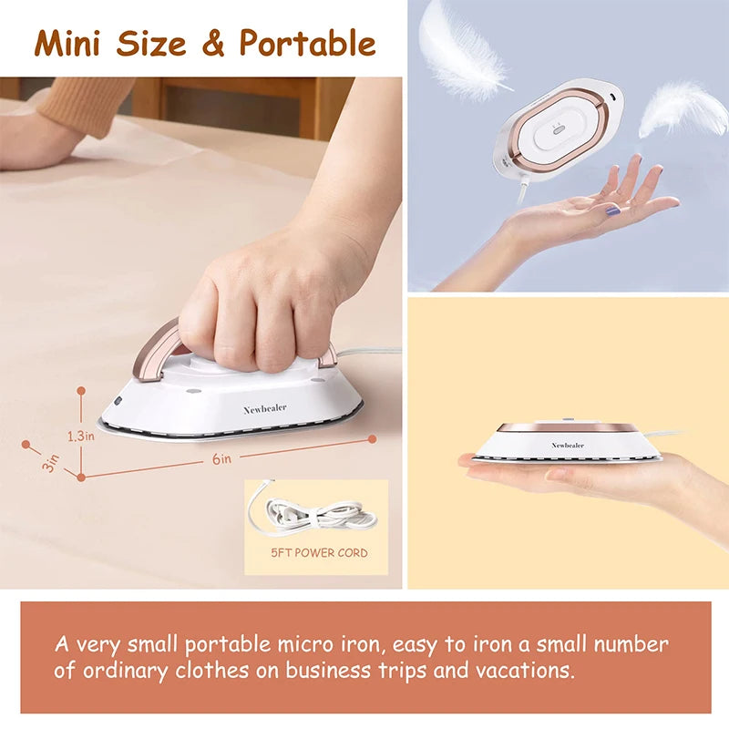 Handheld Mini Electric Iron - Dual Voltage 120V/220V, 30s Heat, Portable &amp; Lightweight for Travel