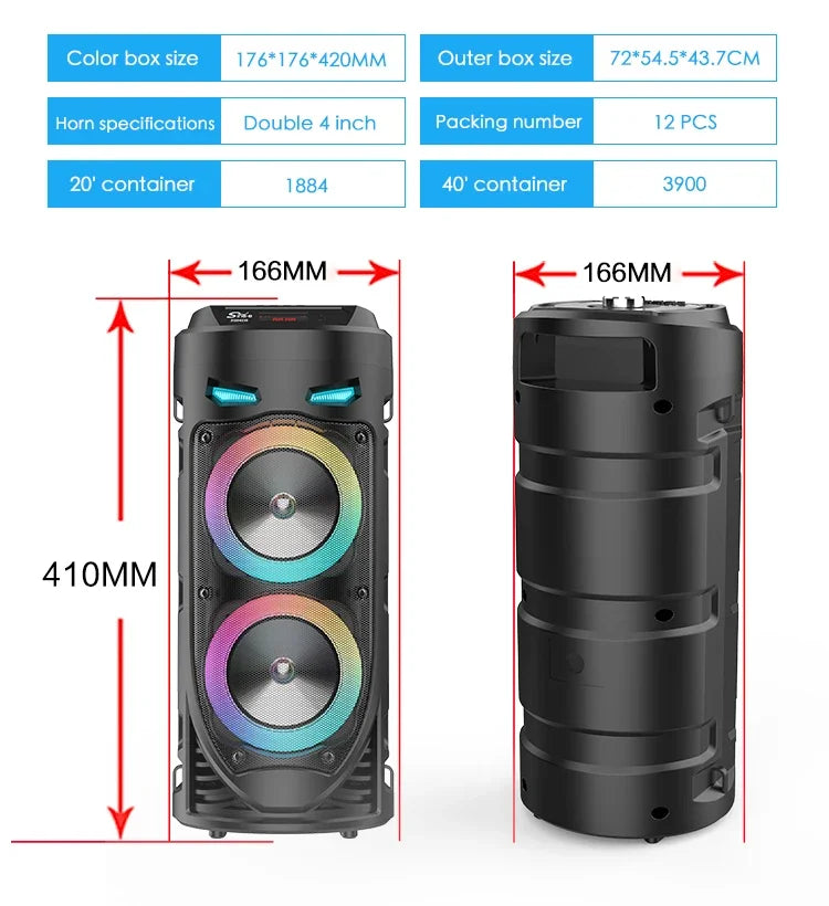 30W Wireless Column Bluetooth Speaker - Portable Subwoofer for Parties with Microphone