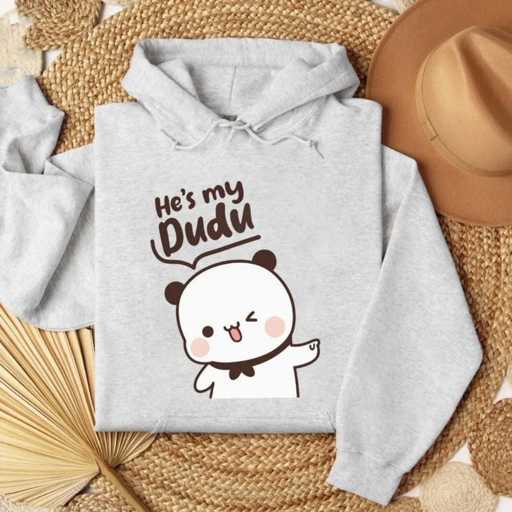 Bubu Dudu Bear Matching Couple Hoodies for Men and Women, Cute His and Hers Pullover Sweatshirts, Casual Fall Winter Outfit