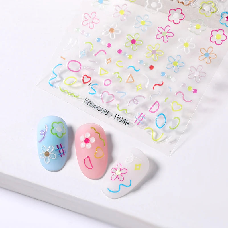 Succulent Plants 3D Nail Sticker - Spring Floral DIY Decoration