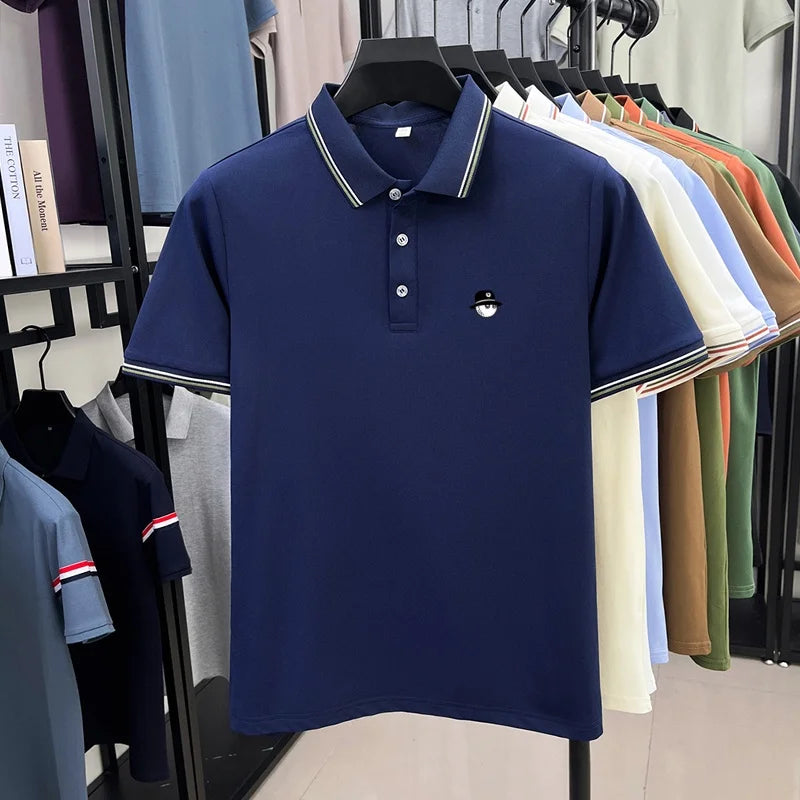 Men's Luxury Printed Polo Shirt, Breathable Short Sleeve Business Casual Tee, Premium Summer Fashion Top