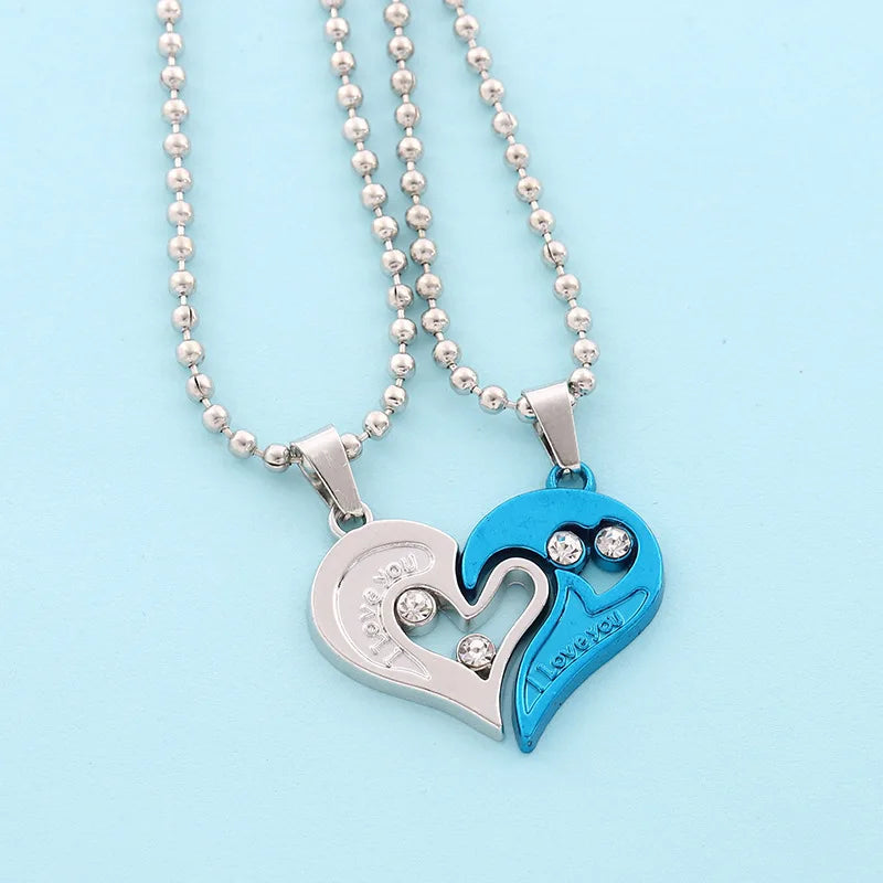 Magnetic Heart Couple Necklace – Electrocardiogram Pendant Splicing Design, Perfect Valentine&#39;s Day Gift