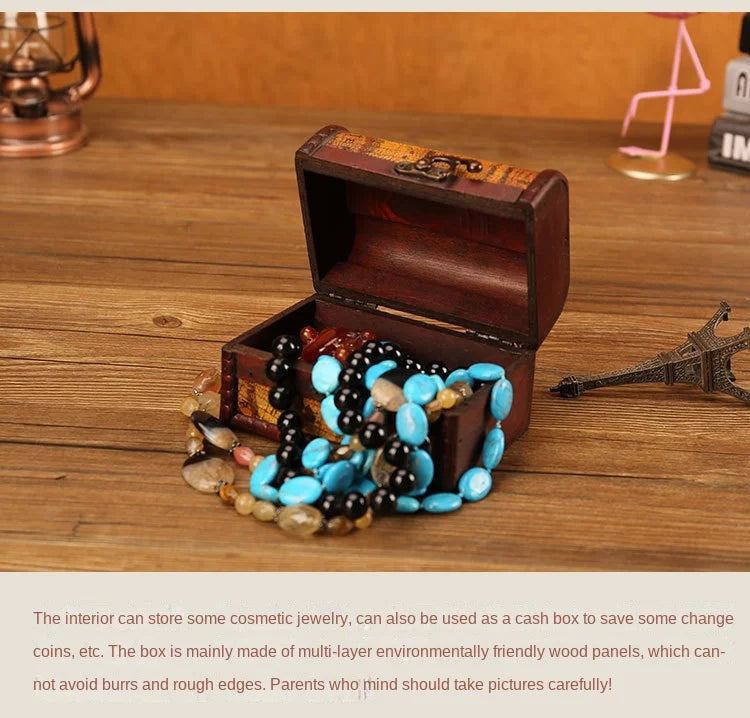 Antique Retro Wooden Jewelry Storage Box with Green Crystal Stone, Vintage Gift and Keepsake Packaging Box