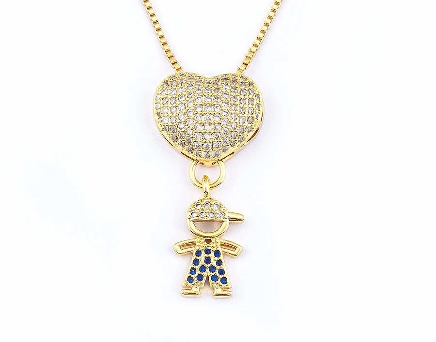 Nidin Luxury Crystal Zircon Heart Pendant Necklace for Girls and Boys, Romantic Inlaid Design Fashion