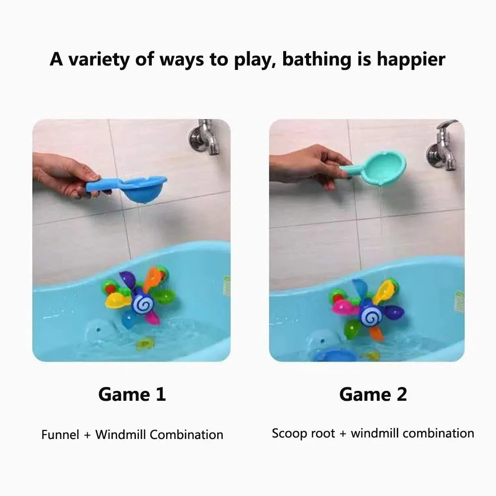 Colorful Waterwheel Bath Toy Set: Fun Shower Sprinkler for Kids&#39; Bathtime