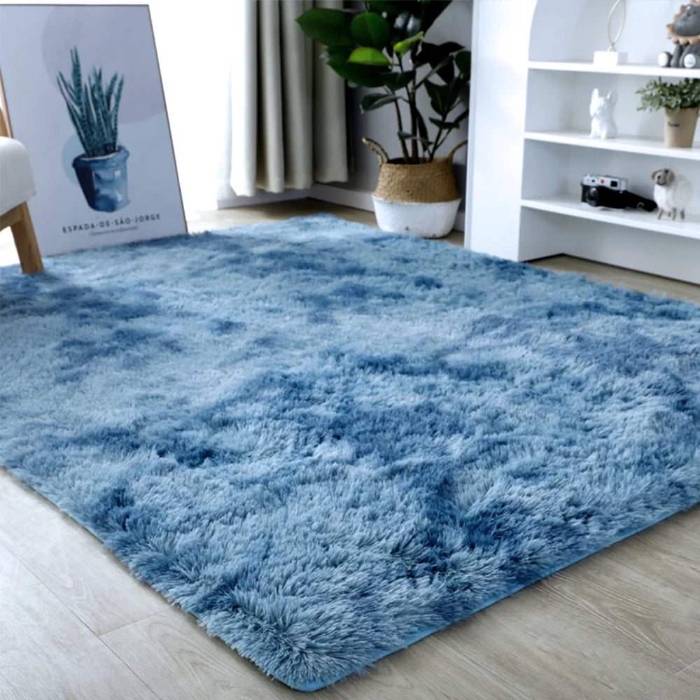 Gray Plush Carpet for Living Room: Soft Velvet Rug and Fluffy Anti-Slip Mat for Bedroom and Kids&#39; Room Home Decor