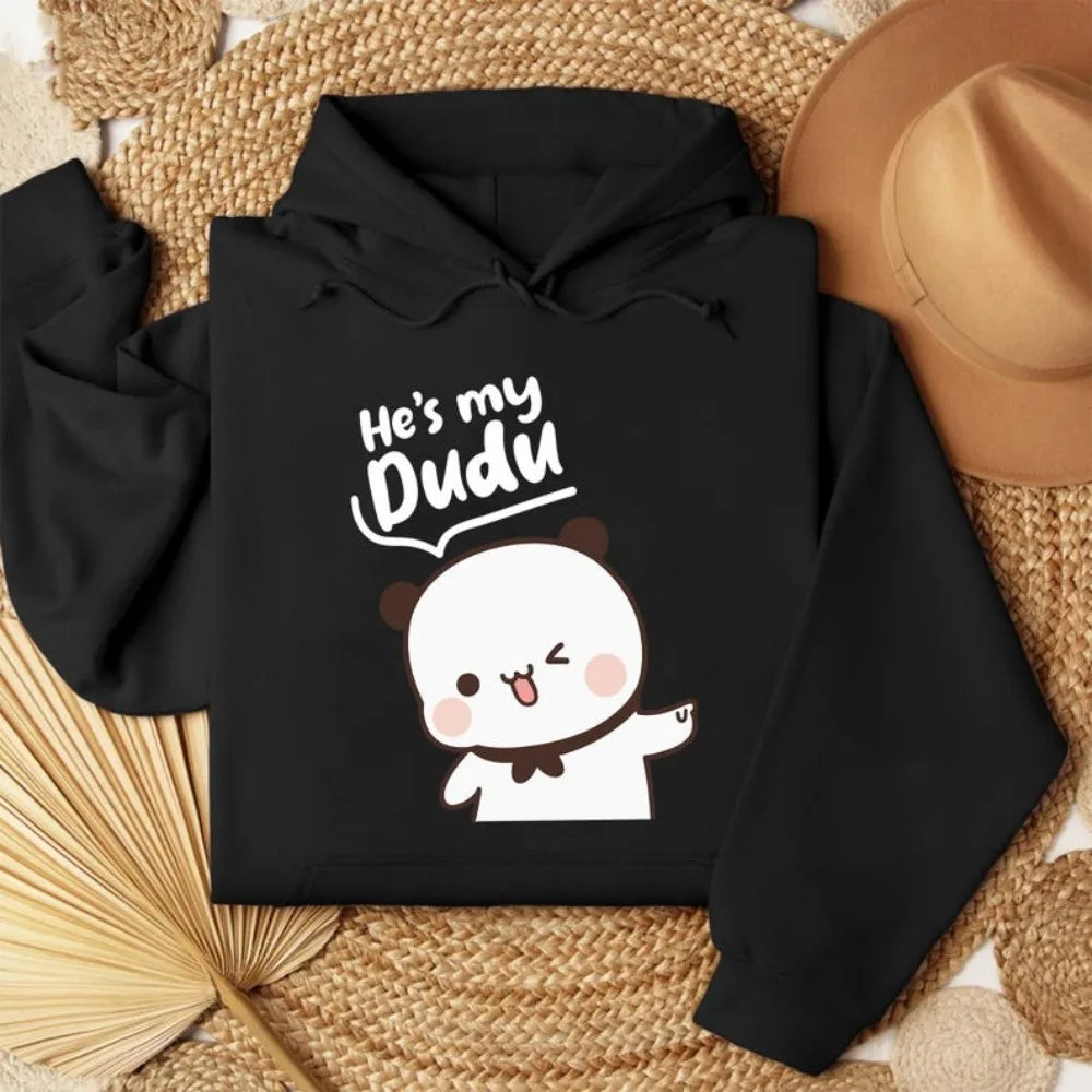 Bubu Dudu Bear Matching Couple Hoodies for Men and Women, Cute His and Hers Pullover Sweatshirts, Casual Fall Winter Outfit
