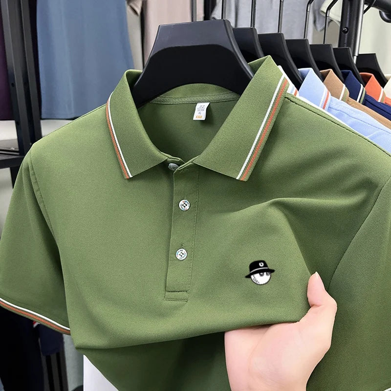 Men's Luxury Printed Polo Shirt, Breathable Short Sleeve Business Casual Tee, Premium Summer Fashion Top