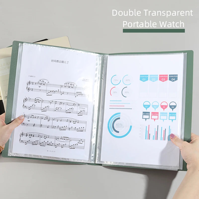 A4 Transparent Multi-Layer Folder with 20/30/40/60 Pages for Office &amp; School