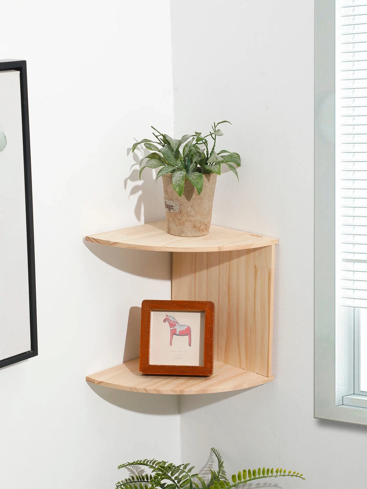 2/4/5 Layers Wooden Corner Shelf: Burlywood Floating Wall Organizer for Boho Home Decoration and Aesthetic Room Decor