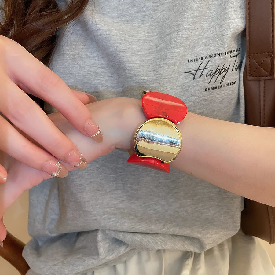 Round Spliced Elastic Rope Bracelet for Women, Simple Acrylic Personalized Fashion Hand Jewelry