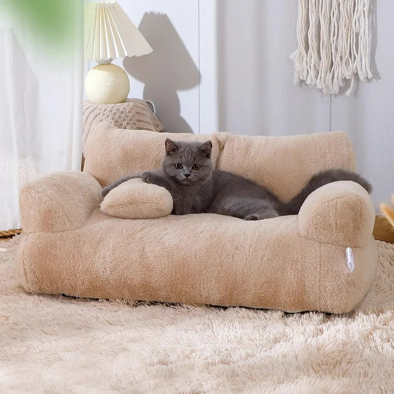 Luxury Plush Cat Bed Sofa: Cozy Winter Nest for Small to Medium Dogs and Cats