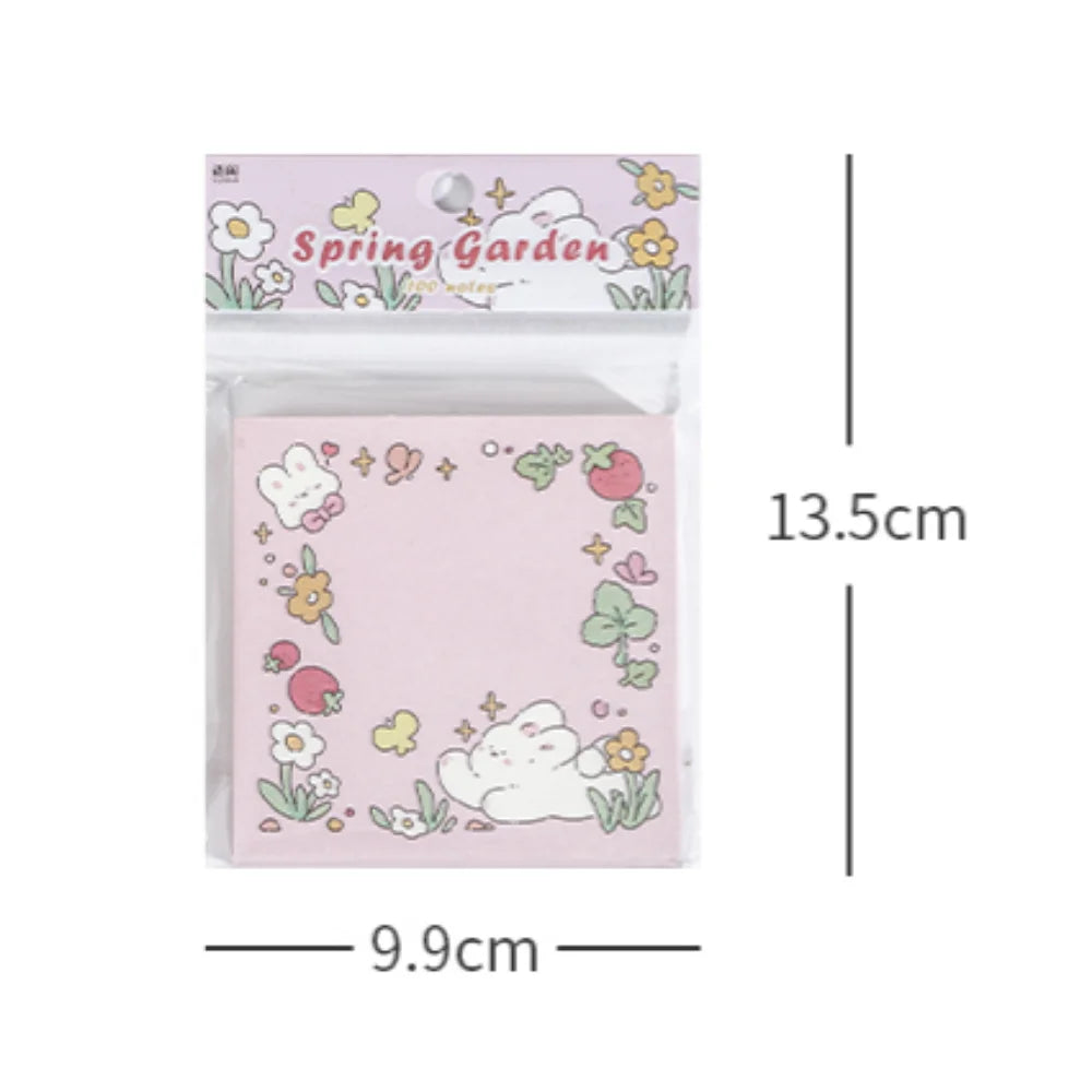 Mr. Paper 100pcs Square Memo Pad - Fresh Floral Decoration for Notes