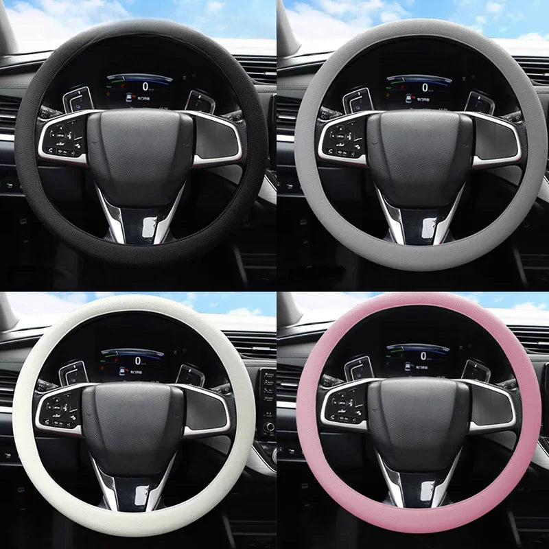 Silica Gel Steering Wheel Cover - Full Surround Elastic Protector, Anti-Slip, Universal Fit for 33-40cm Wheels