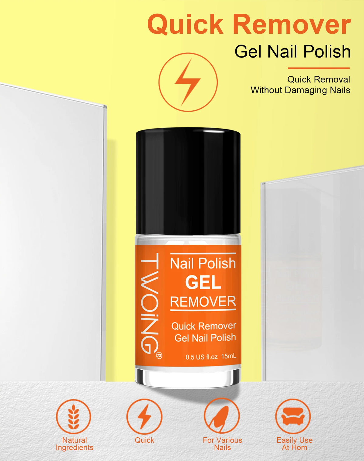 Quick Gel Nail Polish Remover - 2-3 Minute No-Soak Formula (0.51oz)