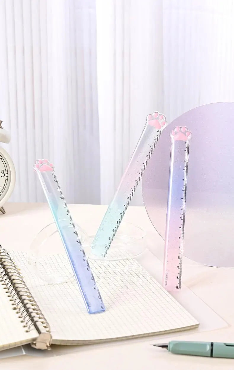 Twingo Transparent Cat&#39;s Paw Ruler - Cute Gradient Drawing Gauge for Students