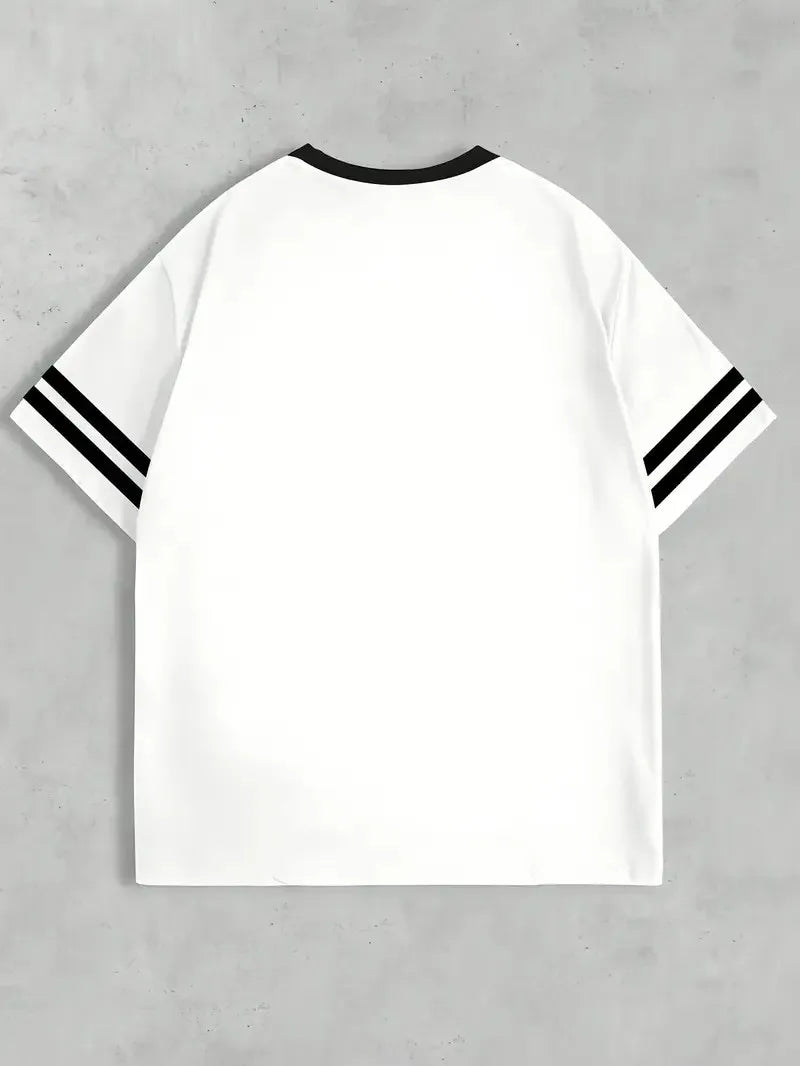 Men's Breathable Sports T-Shirt, Casual Digital Print Summer Tee, Lightweight Outdoor Streetwear