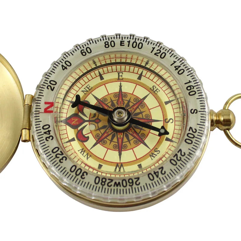 Portable Brass Compass with Noctilucent Display – Ideal for Outdoor Camping &amp; Hiking