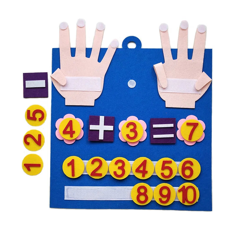 Kids Montessori Felt Finger Numbers – Math Toy for Counting, Early Learning Educational Game for Toddlers to Enhance Intelligence