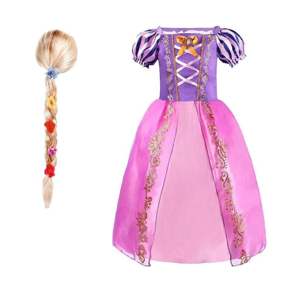 Rapunzel Dress for Girls – Cinderella Belle Dress-Up Fantasy Costume for Birthday Parties and Halloween