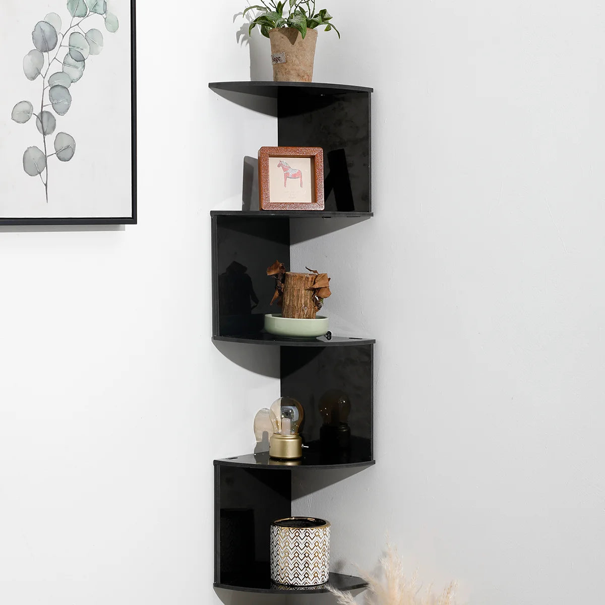 2/4/5 Layers Wooden Corner Shelf: Burlywood Floating Wall Organizer for Boho Home Decoration and Aesthetic Room Decor