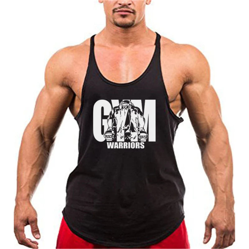 Men&#39;s Fitness Tank Tops – Cotton, Breathable Gym Vests for Bodybuilding, Summer Sleeveless Y-Back Sportswear.