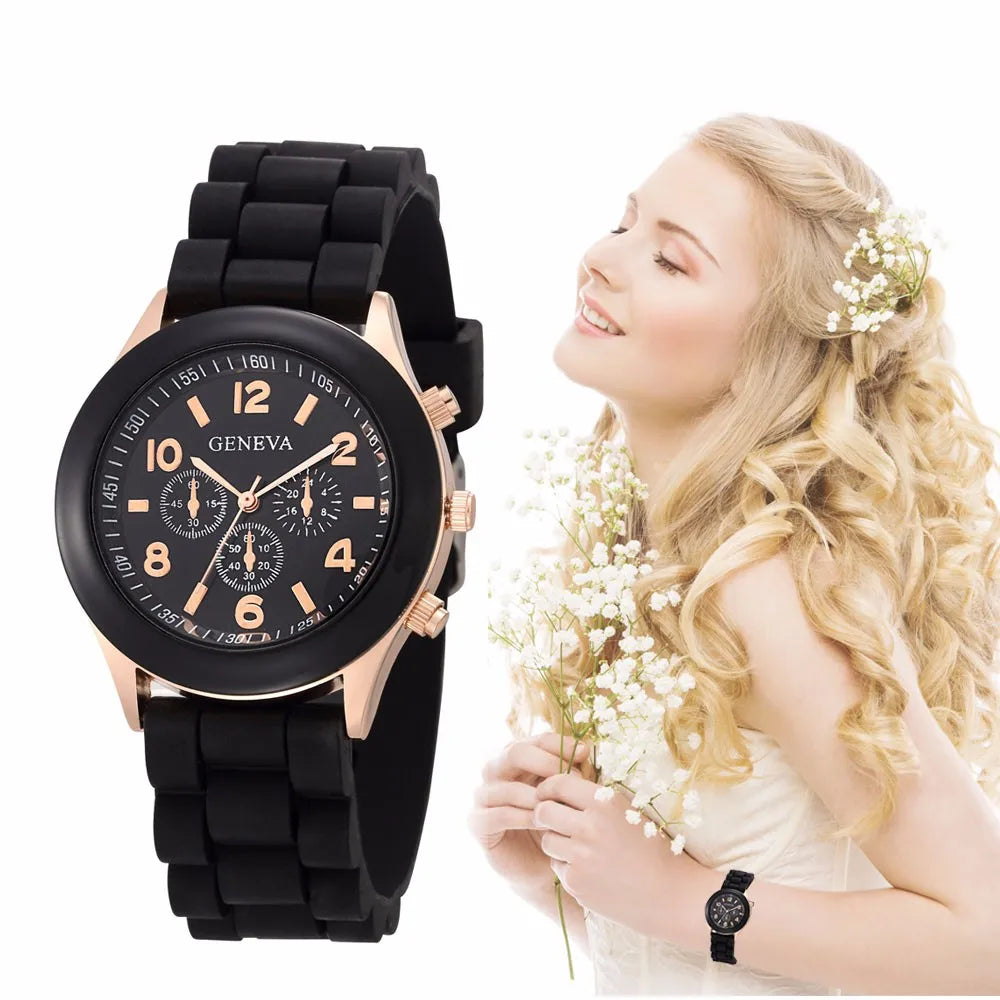 Women’s Fashion Luxury Watch – Silicone Strap Quartz Wrist Watch for Females