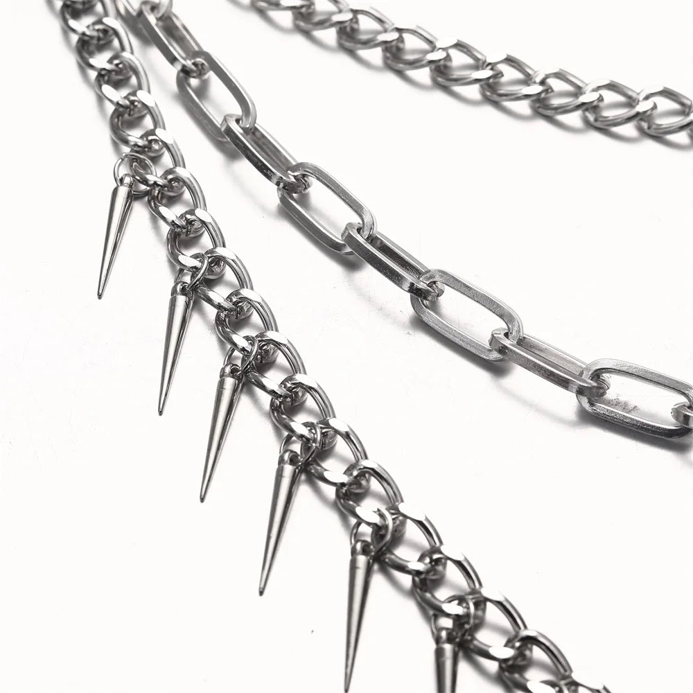 Layered Pants Chain – Spiked Pocket Chain for Men and Women, Punk Rock Goth Accessories