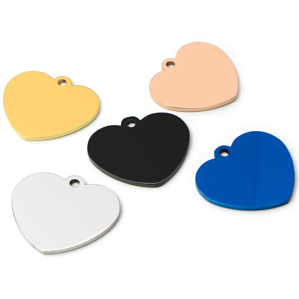 20-Piece Heart-Shaped Stainless Steel Pet ID Tags – Custom Engraved Nameplates for Dogs &amp; Cats