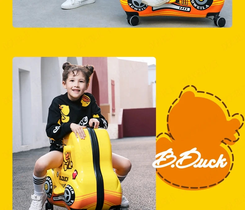 Children&#39;s Travel Bags - Middle Size Suitcase with Wheels, Little Yellow Duck Rolling Luggage Case