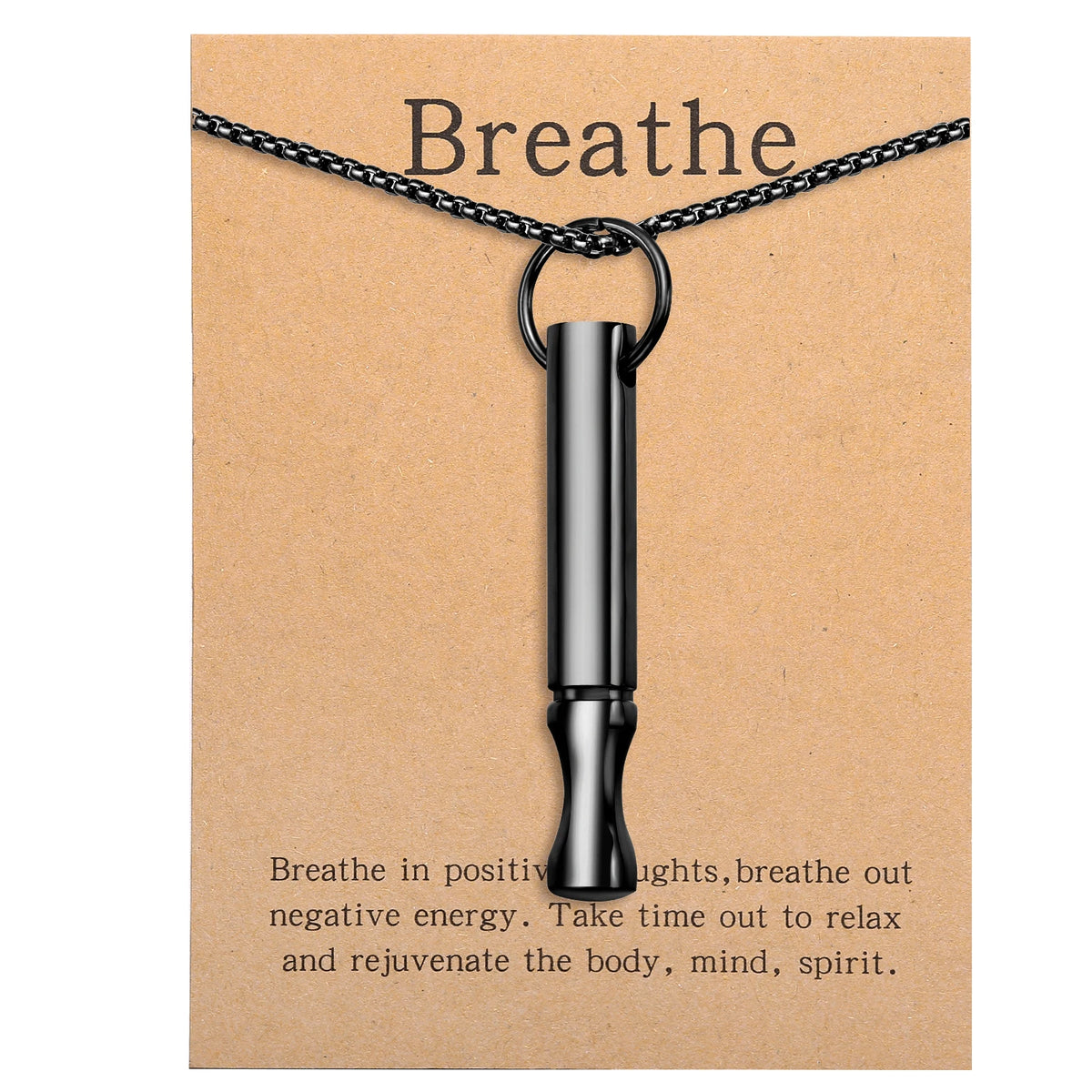 Mindfulness Breathing Necklace – Stainless Steel Stress Relief Pendant for Women and Men, Ideal for Anxiety Management