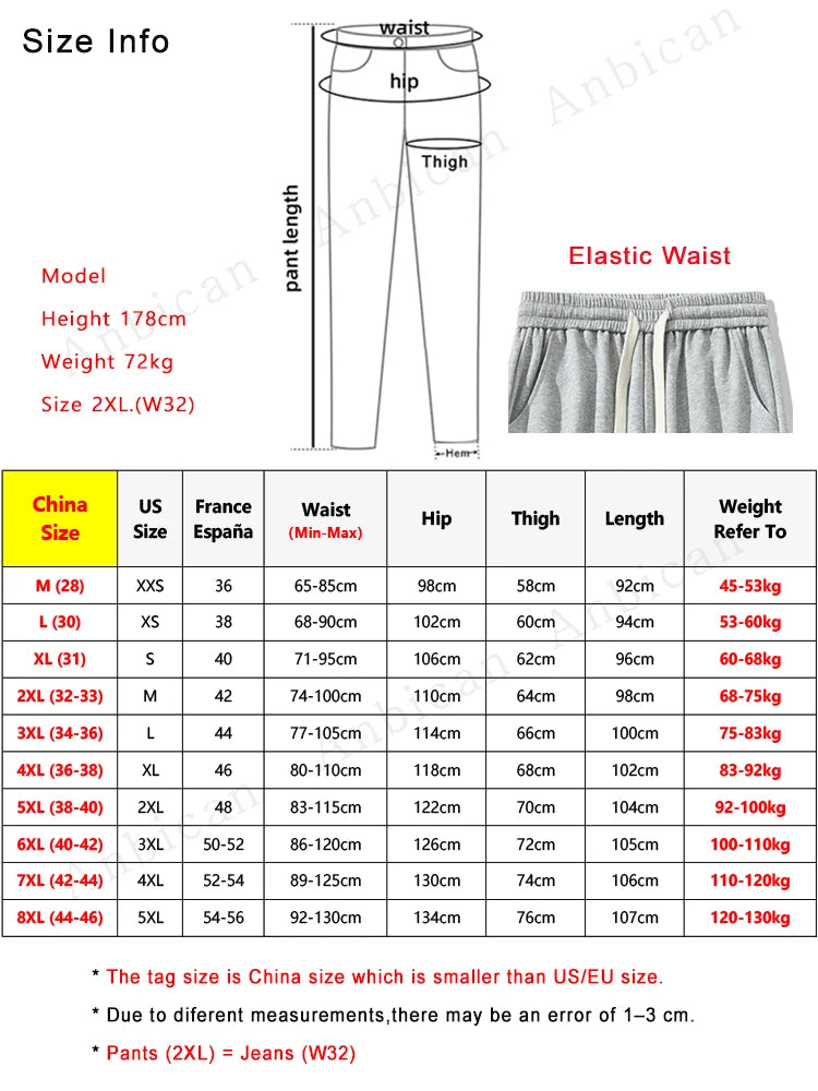 Plus Size Men&#39;s Jogger Sweatpants – 6XL to 8XL, Loose Fit, Multi-Pocket Cargo Pants for Casual Streetwear