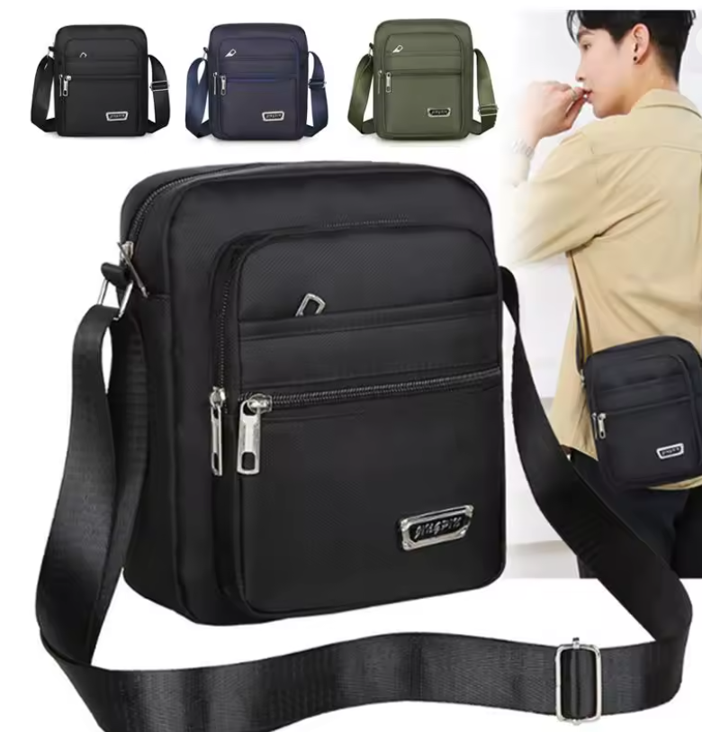 Men's Waterproof Shoulder Bag - Large Capacity Multi-Layer Crossbody Handbag for Business & Leisure