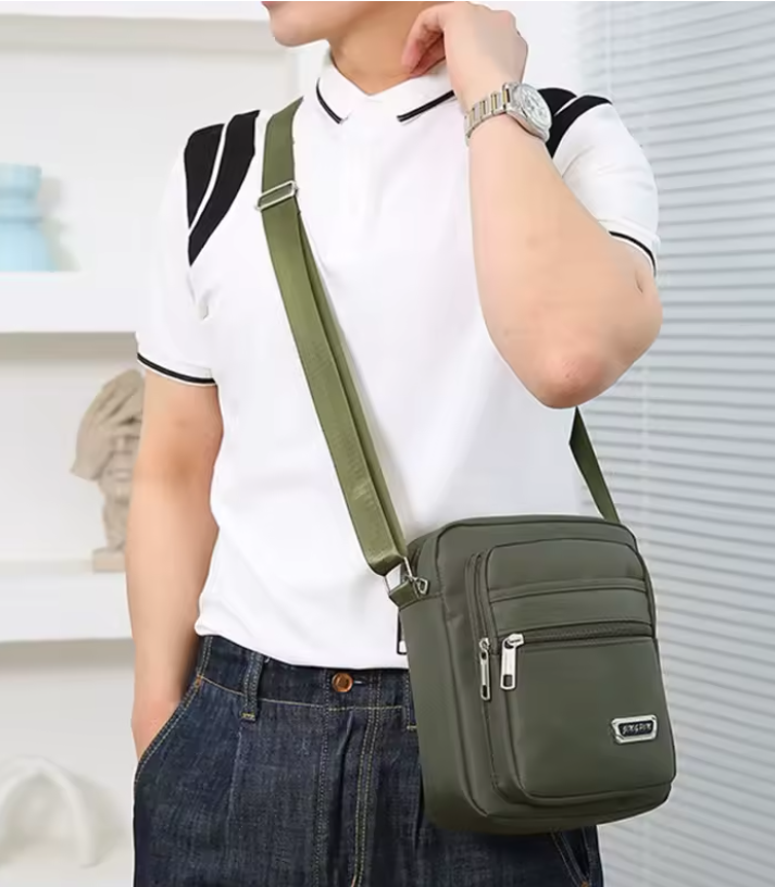 Men's Waterproof Shoulder Bag - Large Capacity Multi-Layer Crossbody Handbag for Business & Leisure