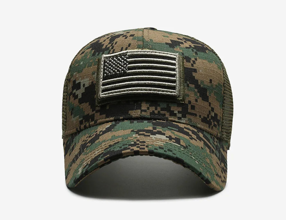 Men&#39;s American Flag Camouflage Baseball Cap – Breathable Tactical Outdoor Hat, Adjustable and Stylish Casquette