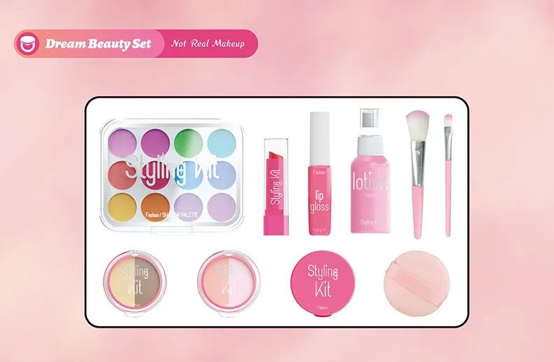Princess Pretend Makeup Set for Girls, Toy Nail Polish, Lipstick and Eyeshadow, Fun Dress-Up Roleplay Gift