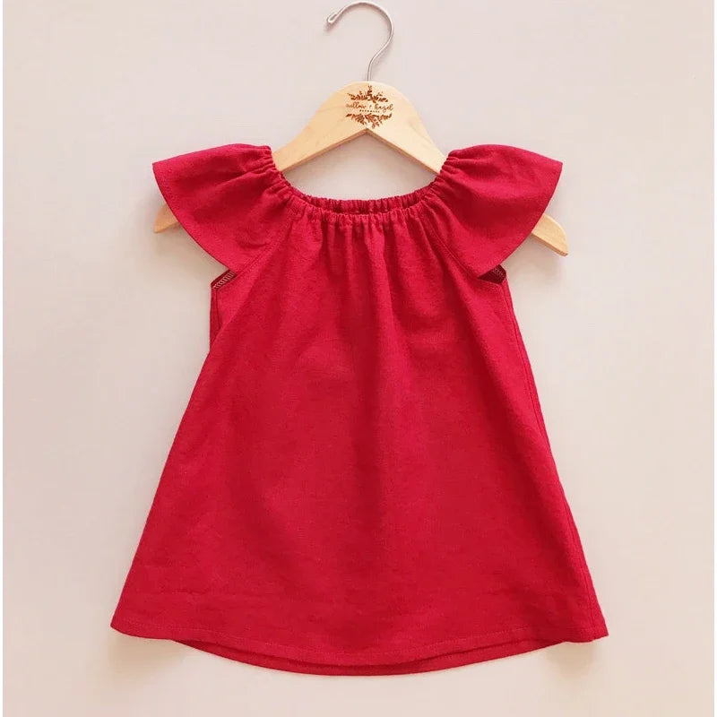 Summer Toddler Baby Girls Dress – Cotton Simple Solid Casual Dress, Loose Fit for Kids