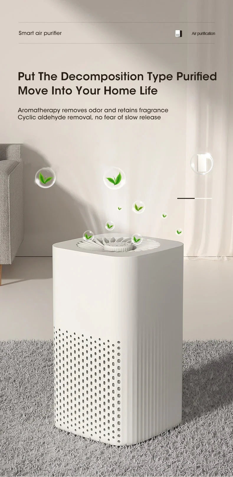 Smart Air Purifier - Negative Ion Generator with H12 HEPA Filter